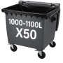 Housse pour conteneur - 1000/1100L - Noir - 50 sacs