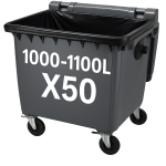 Housse pour conteneur - 1000/1100L - Noir - 50 sacs
