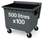 Housse pour conteneur - 500L - Noir - 100 sacs
