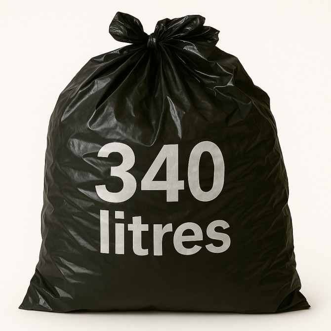 Housse pour conteneur - 340L - Noir - 100 sacs - 30µ